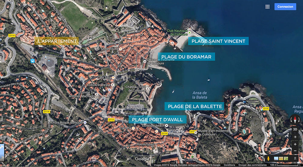 Plan des plages de Collioure