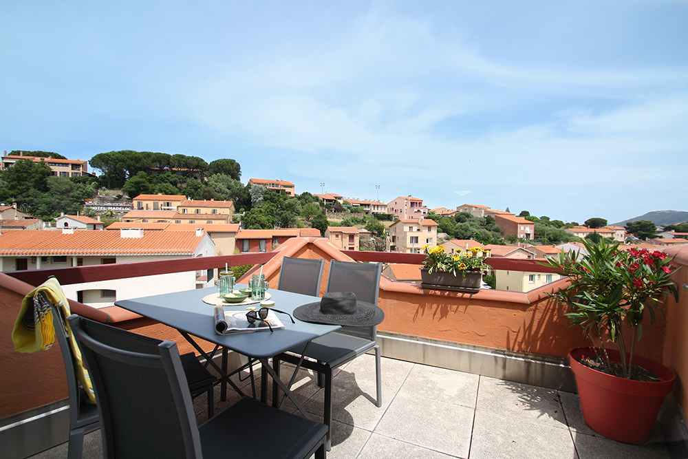 La terrasse de l'appartement de location à Collioure